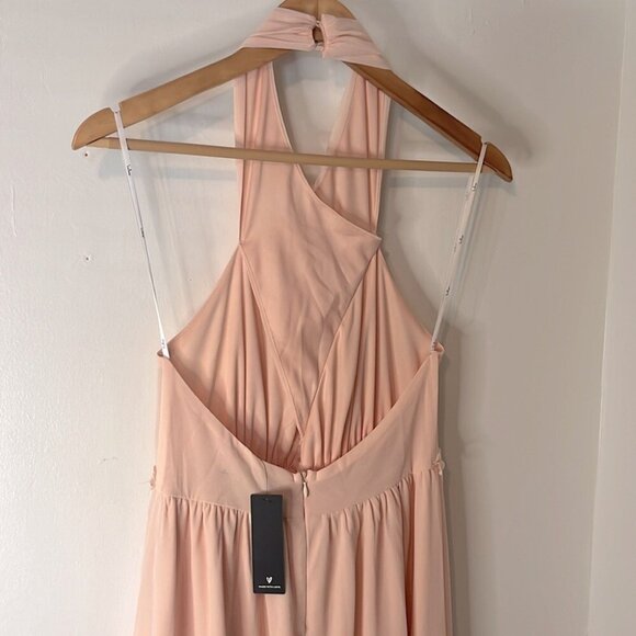 Lulu’s NWT Don't Let Go True Blush Halter Maxi Chiffon Prom Formal Dress Sz S - Picture 7 of 13